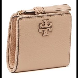 Taylor mini wallet Tory Burch pebble leather tan